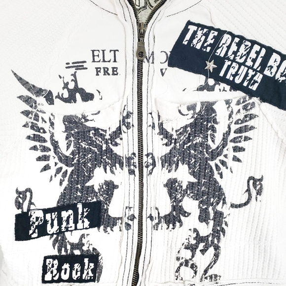 WET Women's 100% Cotton Edgy Punk Rock Rebel Long Sleeve Zip Up Jacket Size: Lg - Picture 2 of 5